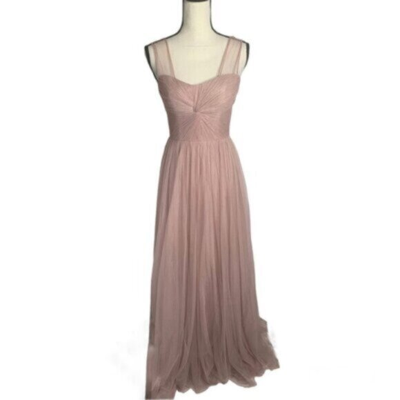 Reverly Blush Tulle Illusion Neckline Evening Gown - Picture 7 of 13